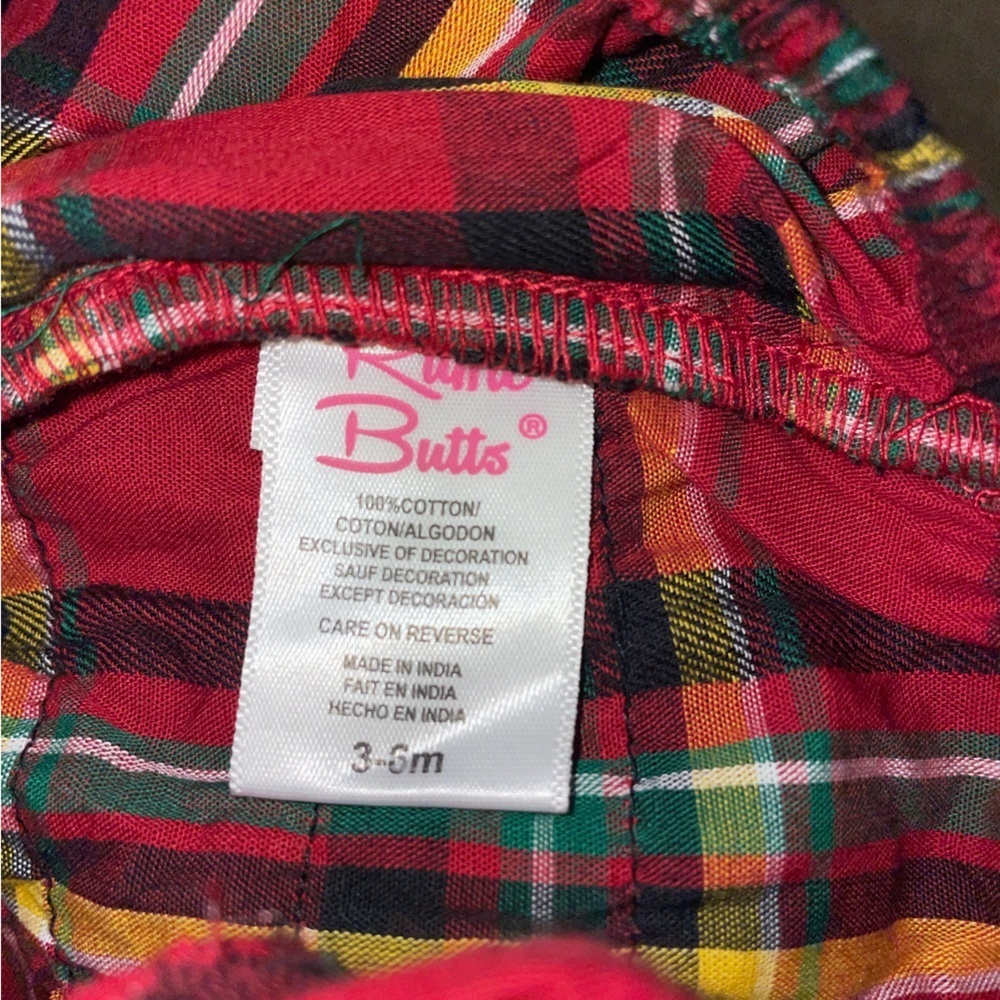 RuffleButts Holiday Plaid Bubble Romper - Picture 3 of 3